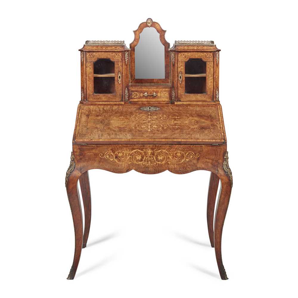 Appraisal: Y FRENCH WALNUT ROSEWOOD AND MARQUETRY BONHEUR DU JOUR LATE