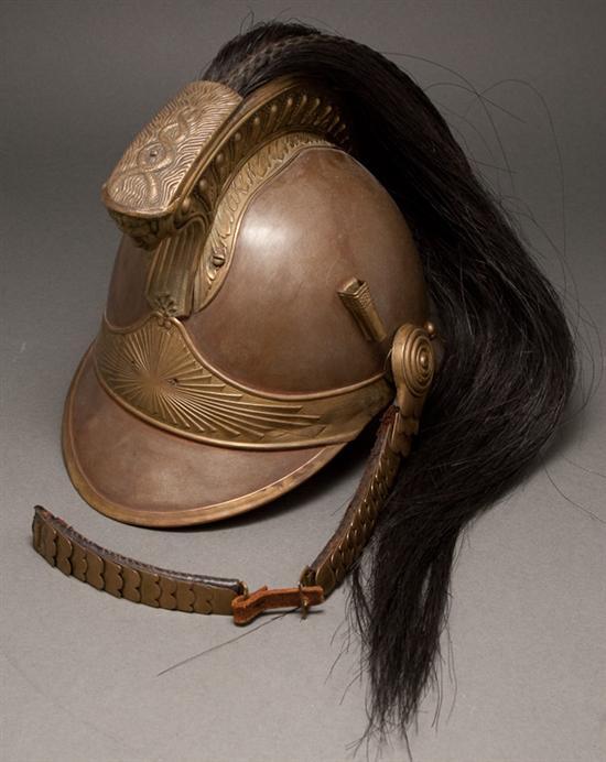 Appraisal: French dragoon's helmet mid th Century the chinstrap marked SIRAUDIN