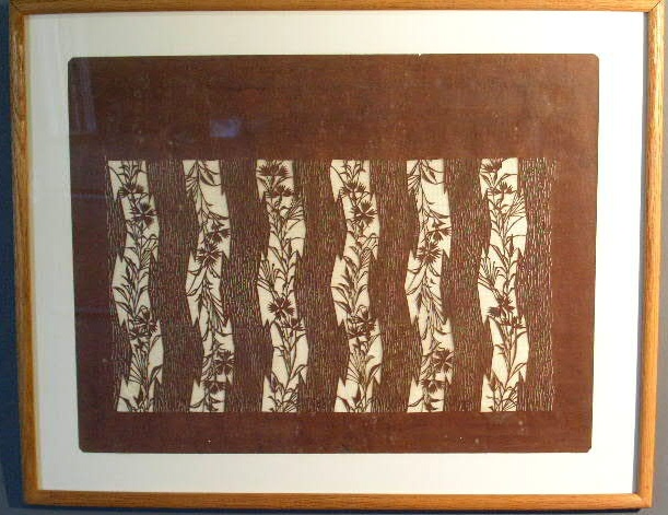 Appraisal: Original framed paper cutout c used in early fabric and