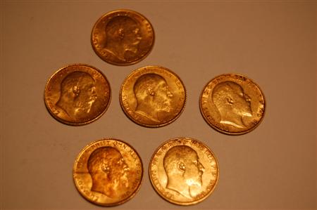 Appraisal: A group of Edwardian half sovereigns comprising four and