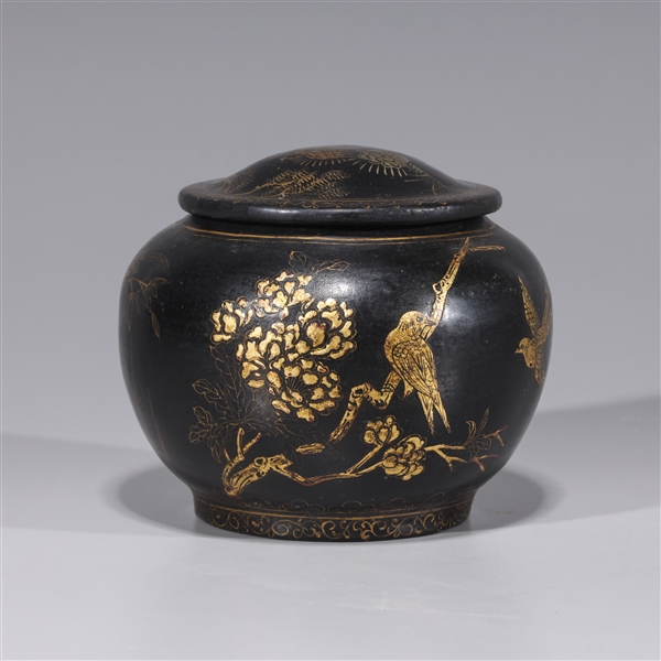 Appraisal: Chinese lacquer and gilt box with bird and floral designs