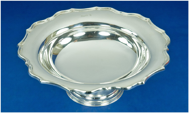 Appraisal: Silver Pedestal Bowl Of Circular Form With Wavy Moulded Edge