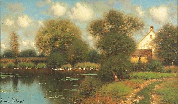 Appraisal: George W Drew American - A Lakeside Cottage signed 'George