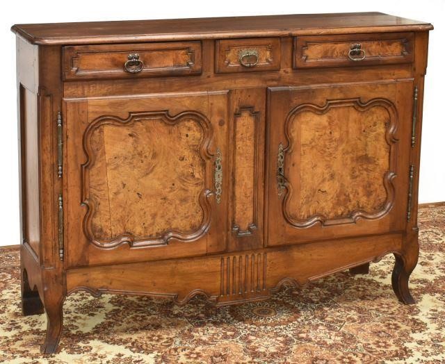 Appraisal: French Provincial Louis XV style burled walnut sideboard th c