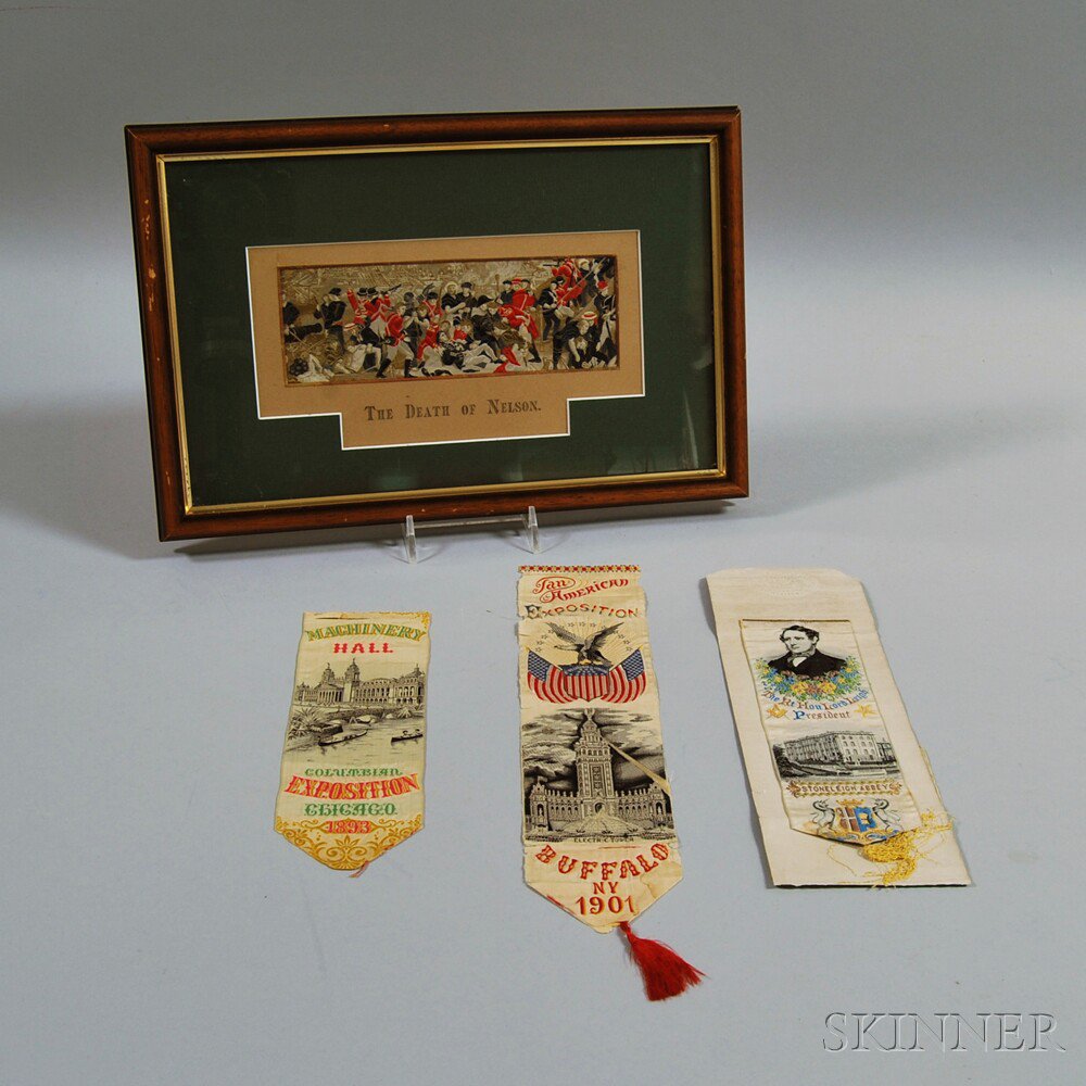 Appraisal: Four Woven Silk Commemorative and Souvenir Ribbons two World's Fair