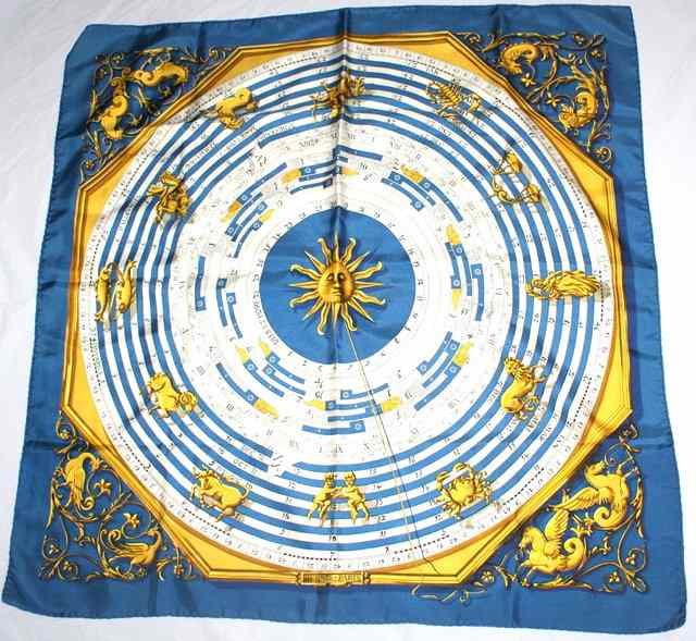 Appraisal: A HERM S 'DIES ET HORE' SILK SCARF designed by