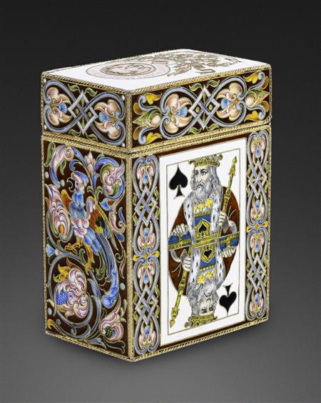 Appraisal: A Russian silver-gilt and cloisonn enamel card case Fedor R