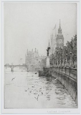 Appraisal: Rowland Langmaid - The Thames Embankment at Westminster with Big