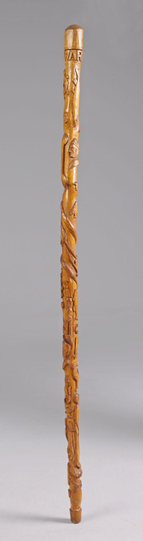 Appraisal: Carved Folk Art Walking Stick Marked Haywood initialed CBR Carved