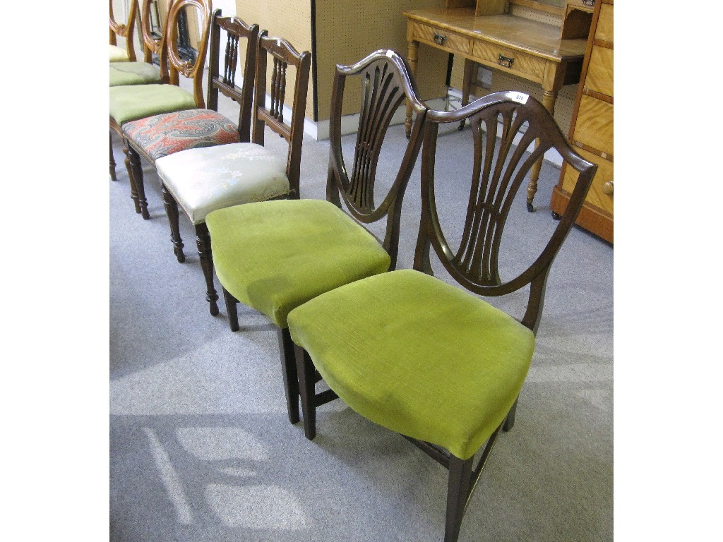 Appraisal: Lot comprising pair of shield back dining chairs and a