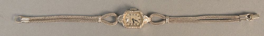 Appraisal: K white gold ladies vintage wristwatch with K white gold