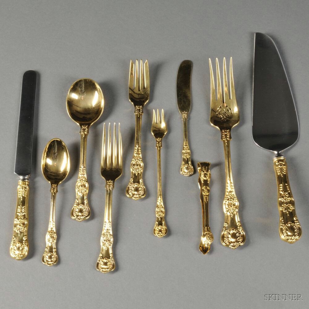 Appraisal: Tiffany Co English King Pattern Vermeil Sterling Silver Flatware Service