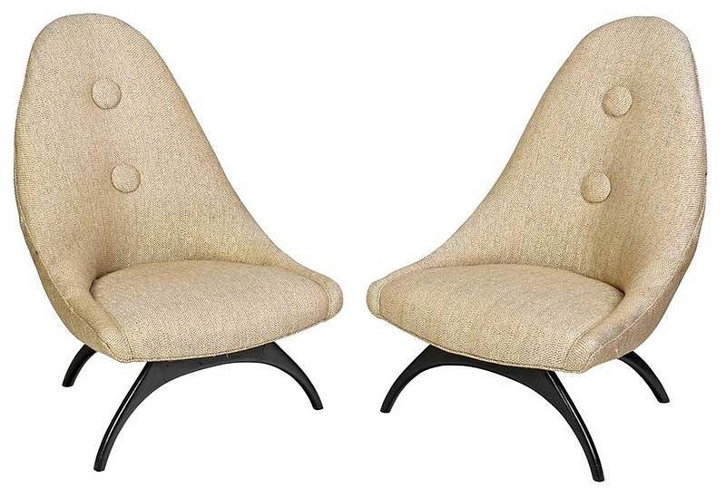 Appraisal: Pair of Mid Century Modern Upholstered Chairs mid th century