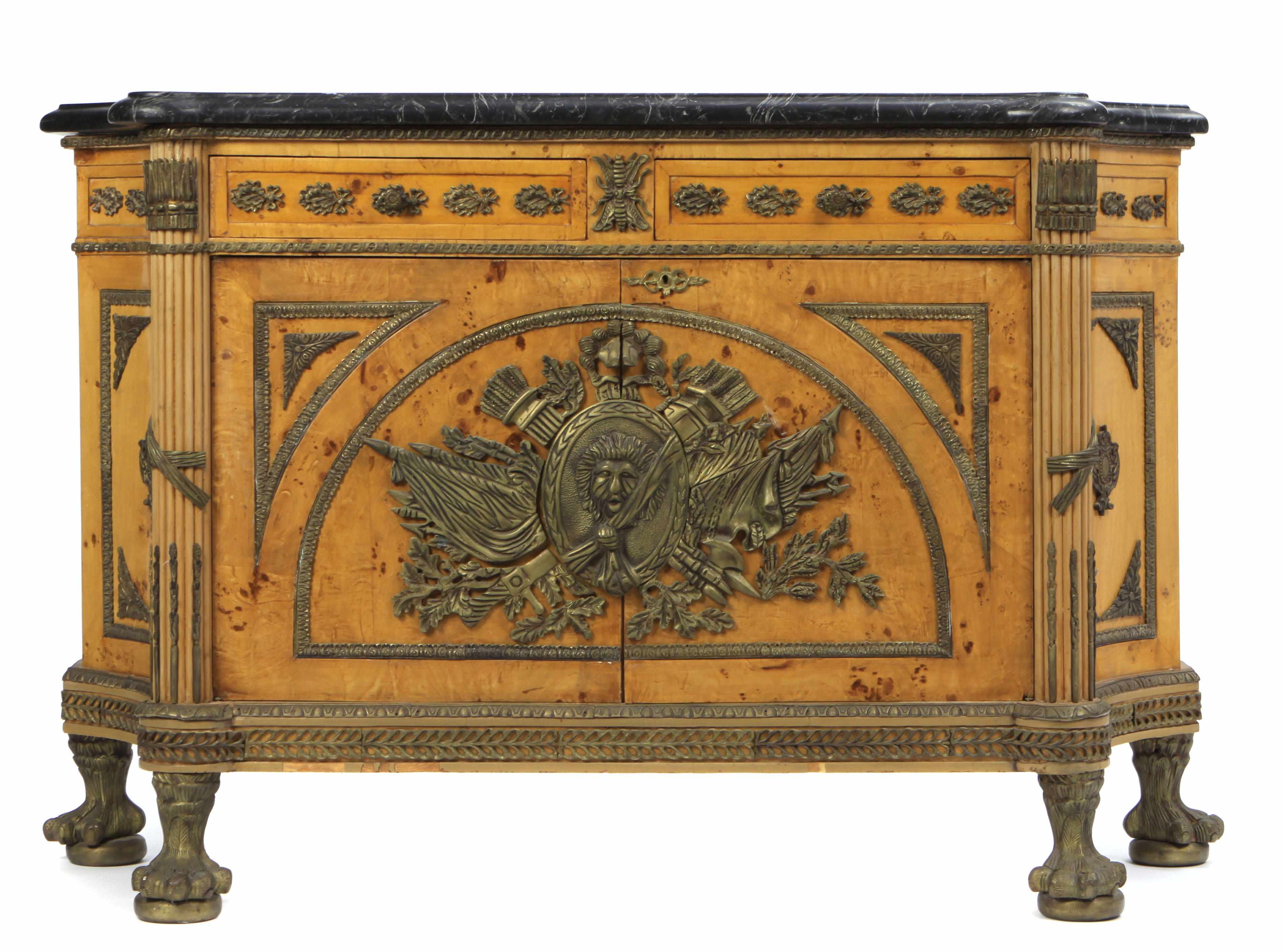 Appraisal: A Louis XVI style gilt bronze mounted commode vantaux height