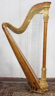 Appraisal: Gothic revival parcel gilt and bird's eye maple harp by