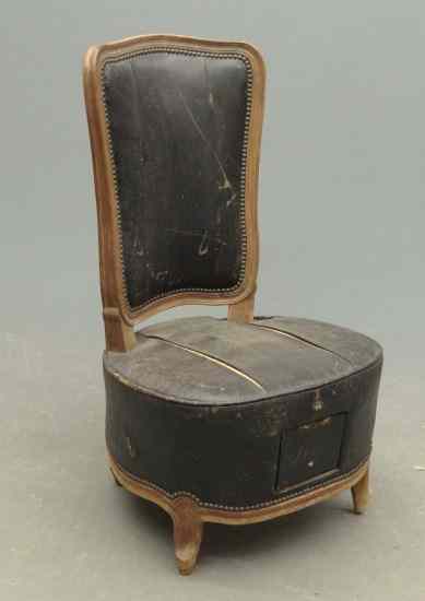 Appraisal: th c leather upholstered Louis XV side chair '' Overall