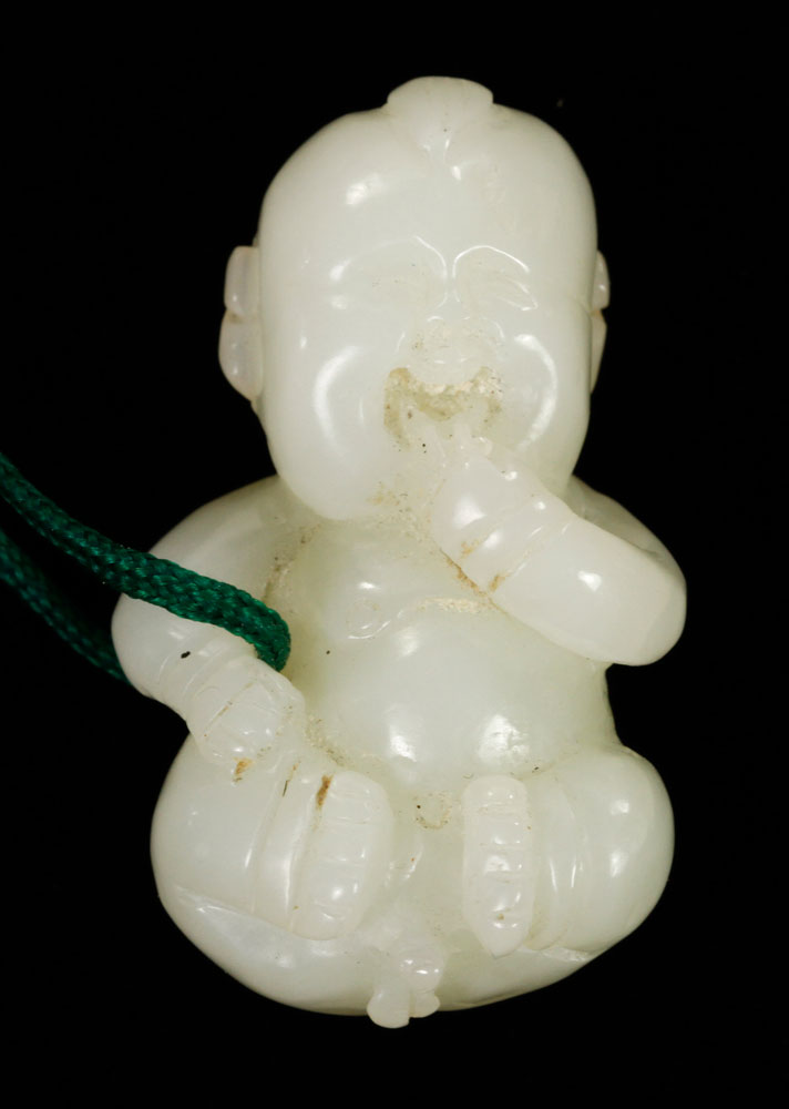 Appraisal: - Chines White Jade Pendant Chinese pendant of a child