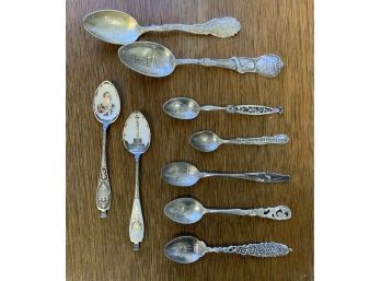 Appraisal: Nine assembled sterling silver souvenir spoons from St Louis New