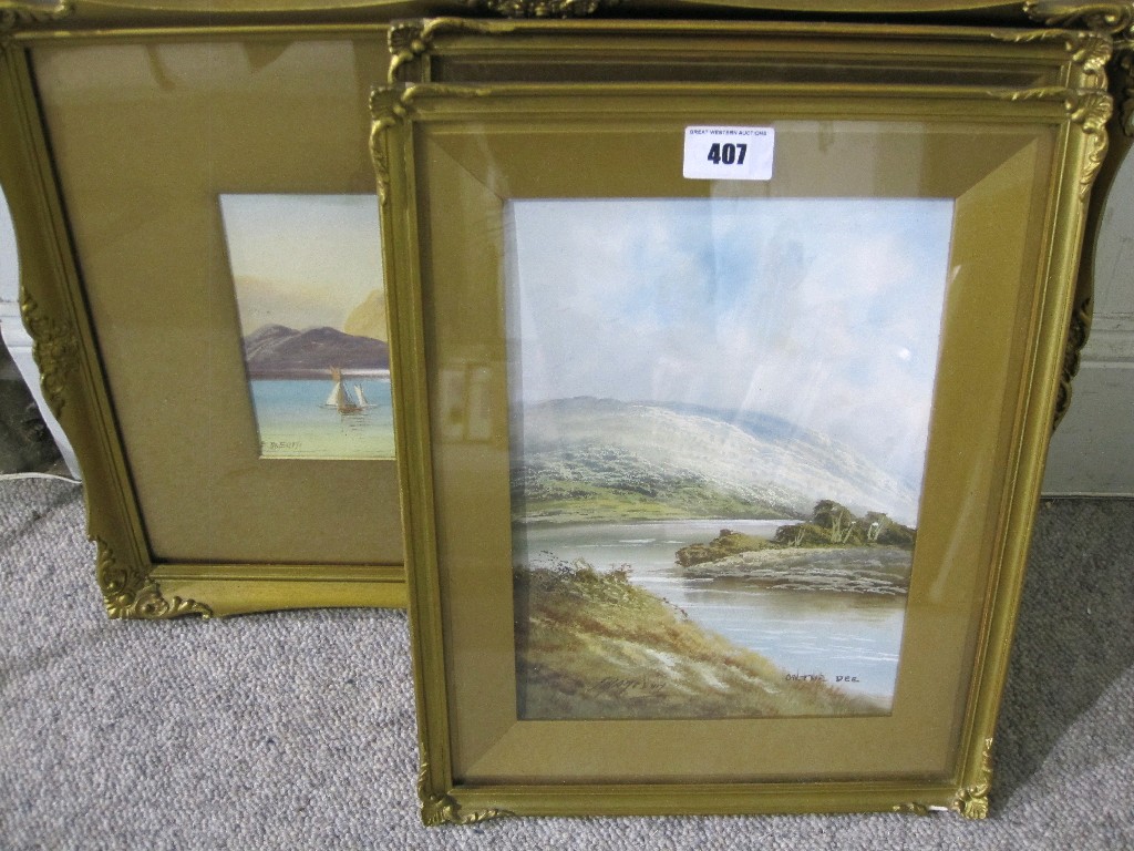 Appraisal: lot comprising three early th century gouache highlighted landscapes All