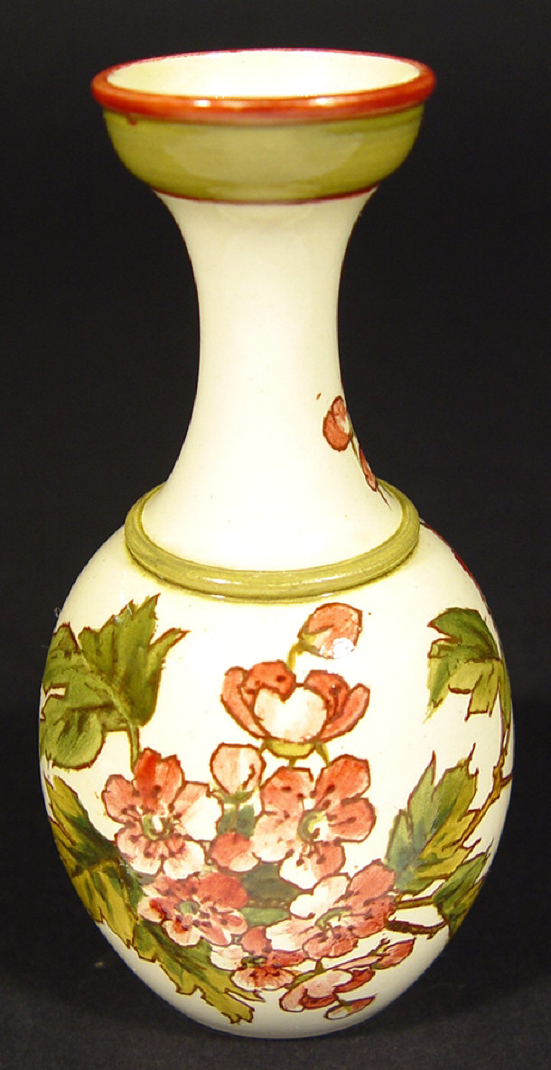 Appraisal: Doulton Lambeth faience glazed bottle vase hand painted with flowers