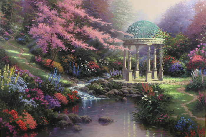 Appraisal: THOMAS KINKADE color print on canvas titled Pools of Serenity