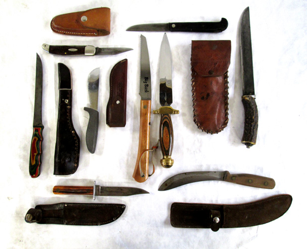 Appraisal: EIGHT COLLECTABLE KNIVES PLUS A FOLDING BONE SAW Case XX