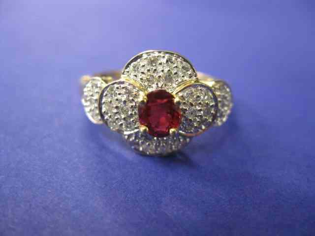 Appraisal: Ruby Diamond Ring very fine carat ruby surrounded by diamonds