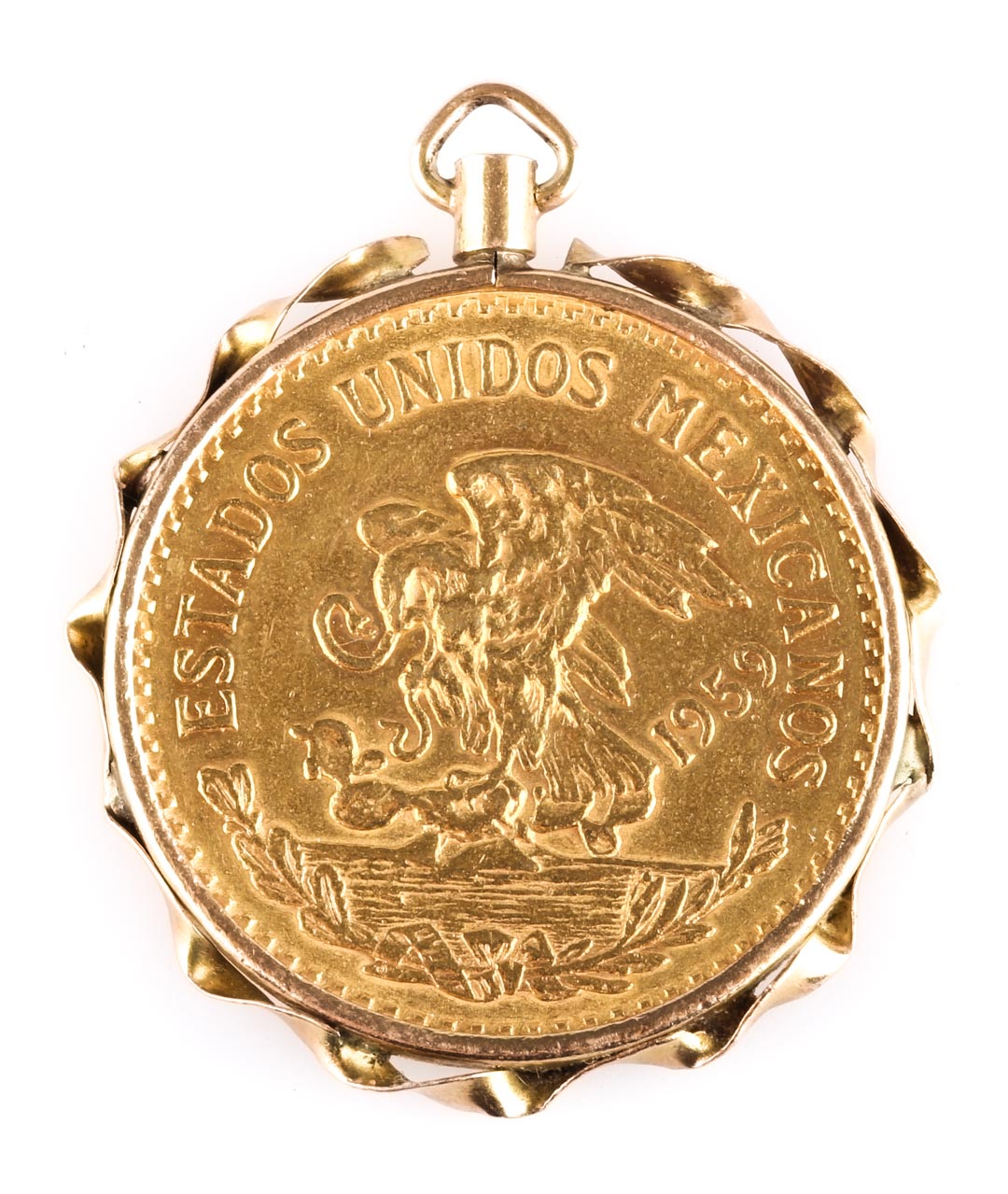 Appraisal: A Mexican Gold Coin Pendant K pendant in a custom