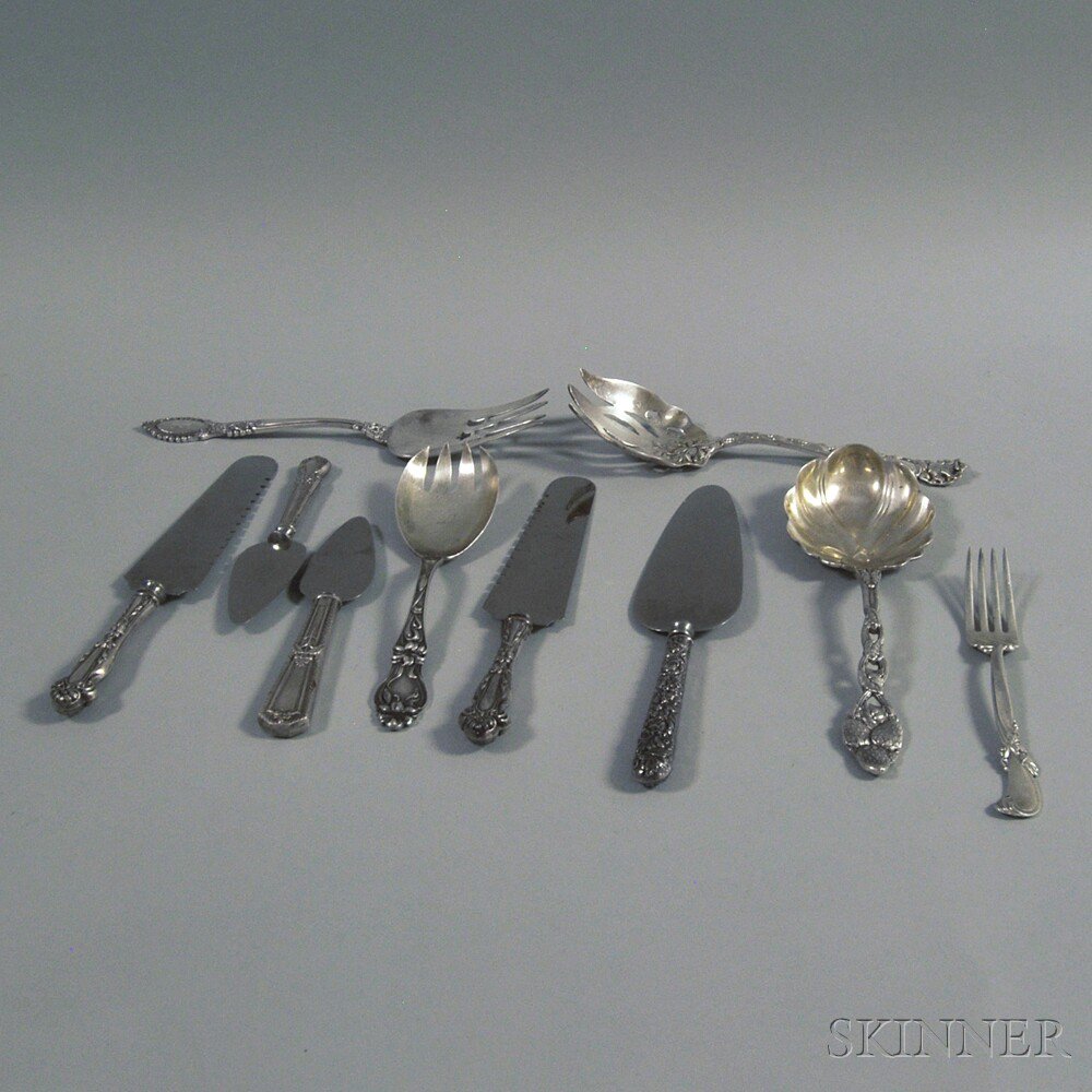 Appraisal: Ten Sterling Silver and Silver-handled Flatware Serving Items including a