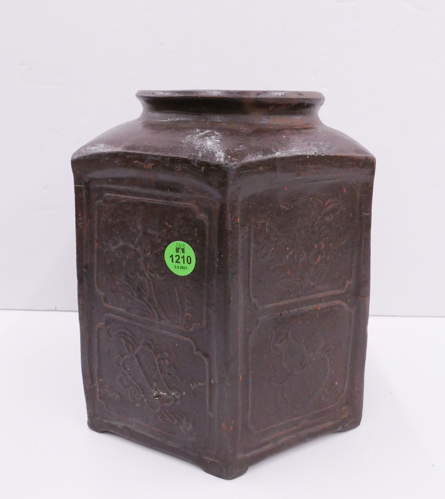 Appraisal: Antique Chinese Molded Ceramic Hexagonal Jar- ''