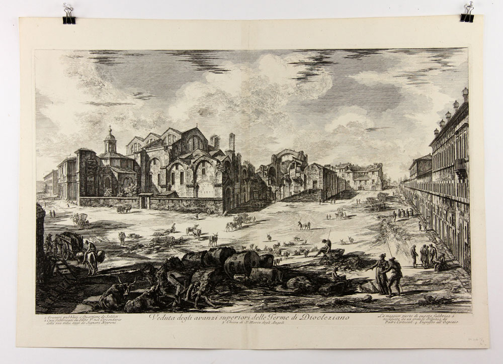 Appraisal: - Piranesi Avanzi Superiori delle Terme di Diocleziano Etching Giambattista