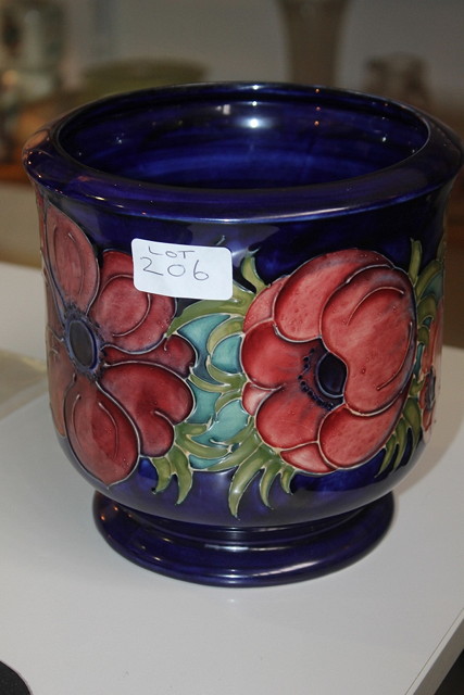 Appraisal: A MOORCROFT BLUE GROUND JARDINIERE with anemone design cm