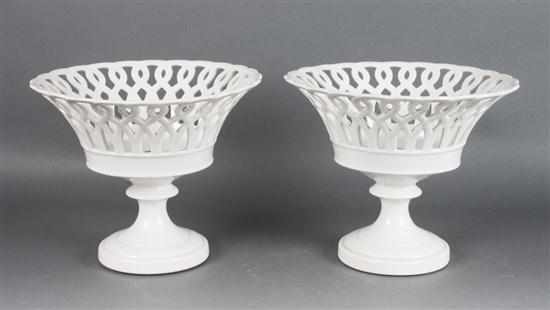 Appraisal: Pair of Porcelain de Paris reticulated compotes late th century