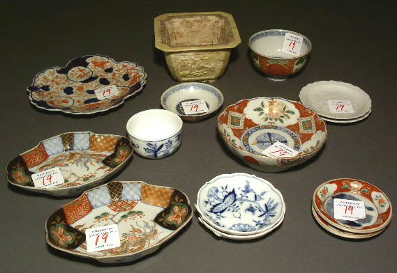 Appraisal: Meissen blue onion bowl shallow examples Imari plate etc pieces