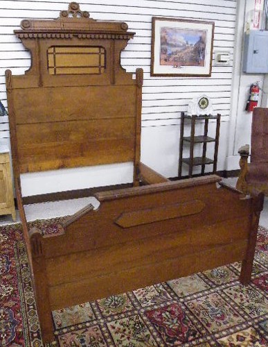 Appraisal: VICTORIAN ASH BEDSTEAD WITH RAILS American last quarter of the