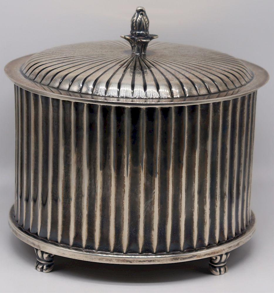 Appraisal: STERLING Cartier Sterling Lidded Jar Cartier sterling lidded vessel with