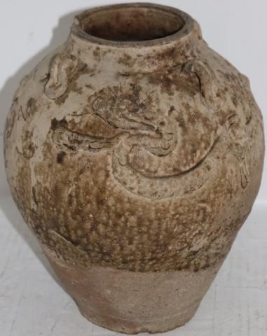 Appraisal: EARLY CHINESE HANGING POT WITH DETAILED DRAGONDECORATIONS AND INCISED CARVING