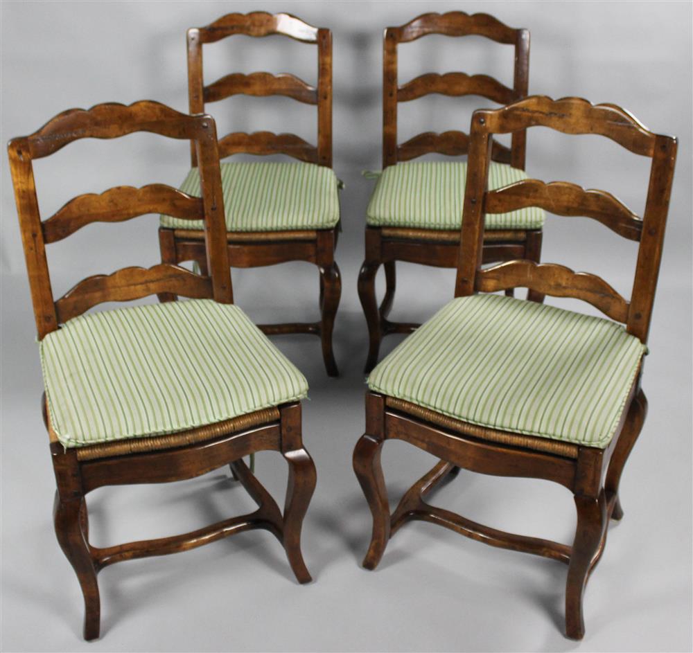 Appraisal: SET OF FOUR LOUIS XV STYLE PROVINCIAL STYLE CHAIRS WITH