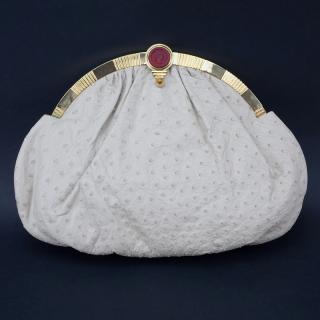 Appraisal: Vintage Judith Leiber Ostrich Clutch Bag Intaglio and cabochon clasp