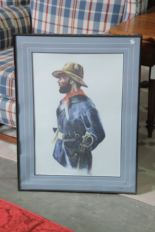 Appraisal: BURL WASHINGTON PRINT-''LONE SOLDIER'' copyright print x