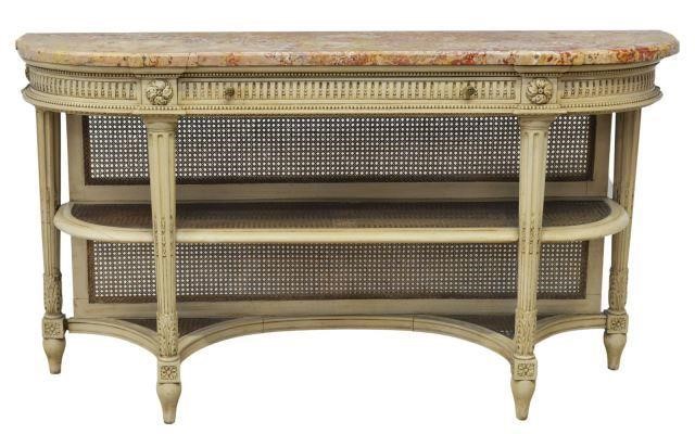 Appraisal: French Louis XVI style marble-top console table th c shaped