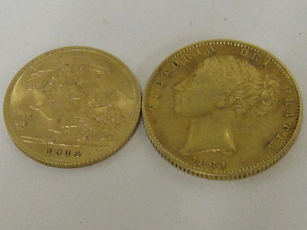 Appraisal: Lot comprising young Victoria head sovereign dated and a George