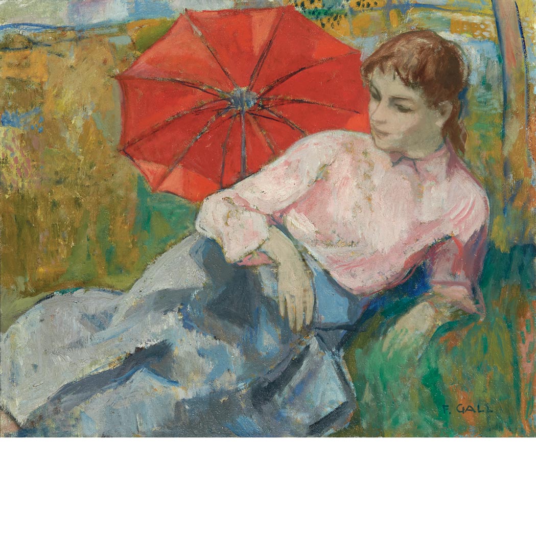 Appraisal: Francois Gall French - The Red Parasol Signed F Gall