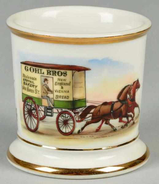 Appraisal: Horse-Drawn Enclosed Wagon Shaving Mug Description No gilt name Shows