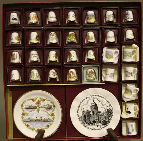 Appraisal: A large quantity of Caverswall thimbles and miniature tankards decorated