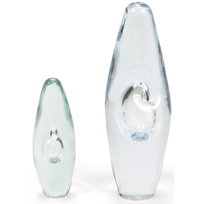 Appraisal: Timo Sarpaneva ''Orchide'' vases two by Iittala Finland clear glass