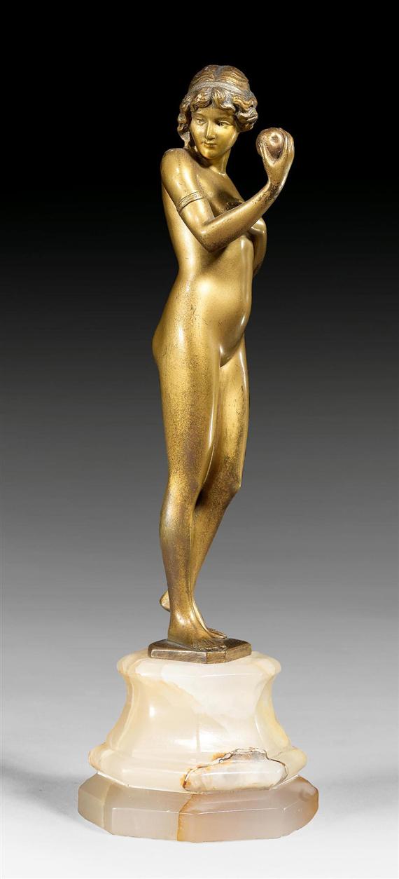 Appraisal: KECK H FIGURINE circa Bronze with gilt patina Onyx base