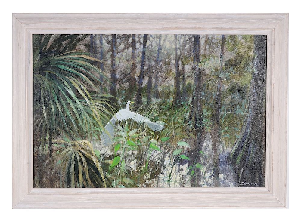 Appraisal: ROGER BANSEMER Egret in Wetland O C Oil on canvas