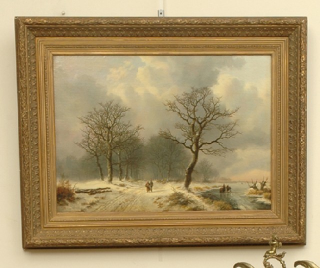 Appraisal: J F HOPPENBROUWERS Landscape Oil on board Signed lower left