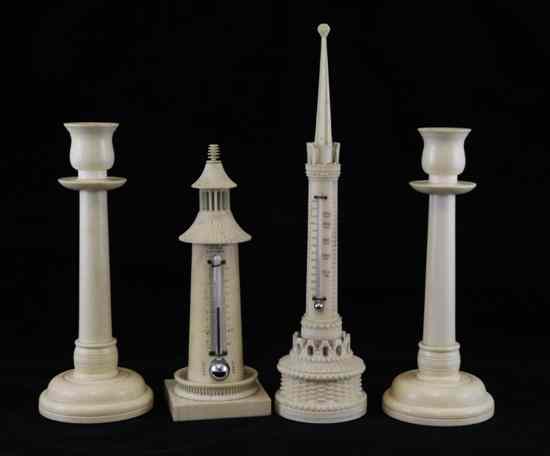 Appraisal: A th century ivory lighthouse thermometer retailed by William Moody